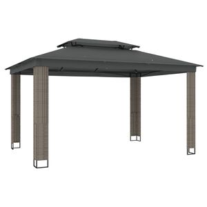 vidaXL Gazebo con Tetto Doppio Antracite 3,94x2,96 m in Acciaio