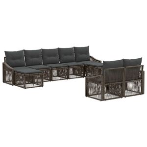 vidaXL Set Divano da Giardino 9 pz Grigio polyrattan