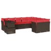 vidaXL Set Divani da Giardino 10 pz con Cuscini Marrone in Polyrattan