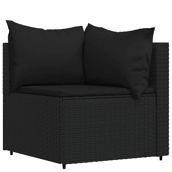 vidaXL Set Divani da Giardino 4 pz con Cuscini Nero in Polyrattan