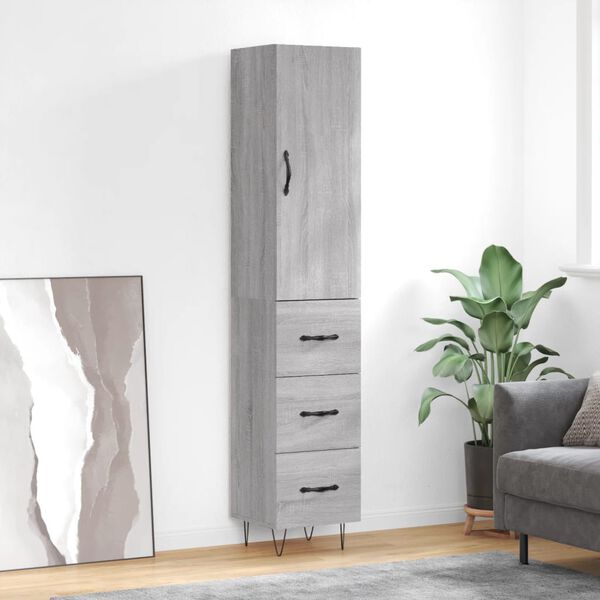 vidaXL Credenza Grigio Sonoma 34,5x34x180 cm in Legno Multistrato