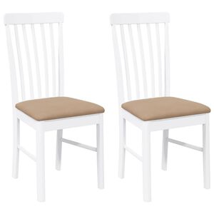 vidaXL Sedie da Pranzo con Cuscini 2 pz Bianco Legno Massello di Hevea