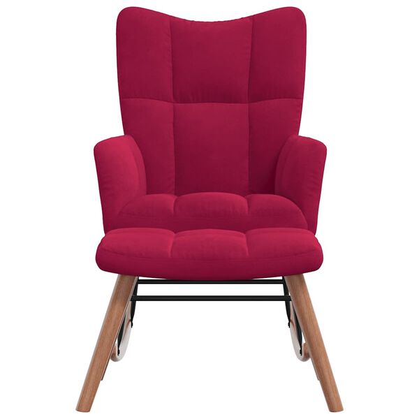 vidaXL Poltrona a Dondolo con Poggiapiedi Rosso Vino in Velluto