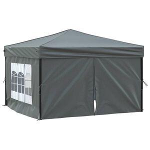 vidaXL Tenda per Feste Pieghevole con Pareti Laterali Antracite 3x3 m