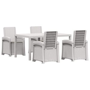 vidaXL Set da Pranzo per Giardino 5 pz Bianco e Grigio Chiaro PP