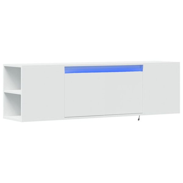 vidaXL Mobile TV a Parete con Luci LED Bianco 135x31x39,5 cm