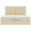 vidaXL Struttura Letto Pouf con Materassi Crema 200x200 cm in Tessuto
