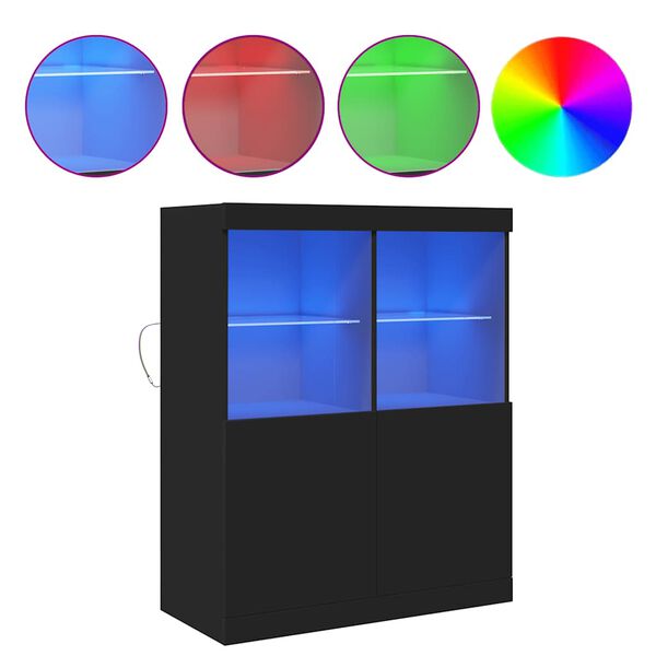 vidaXL Credenza Nera 81x37x100 cm in Legno Massello