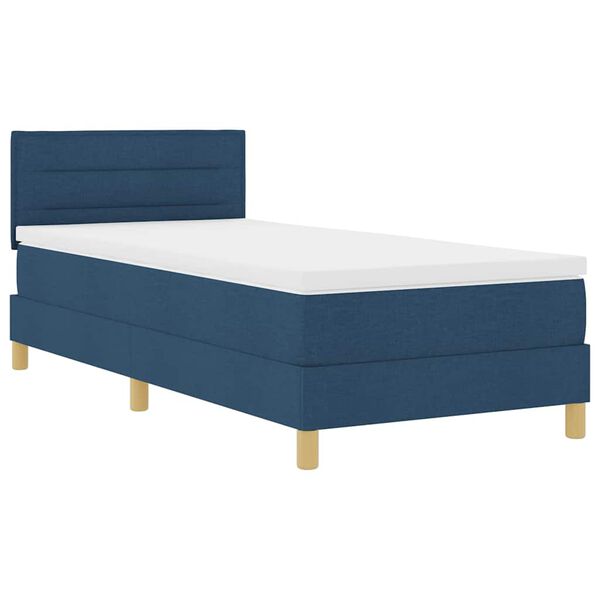 vidaXL Letto a Sorgente LED con materasso Blu 100 x 200 cm Tessuto