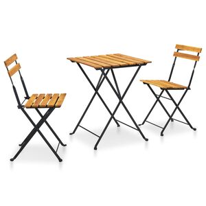 vidaXL Set da Bistrot 3 pz Pieghevole in Legno Massello di Acacia