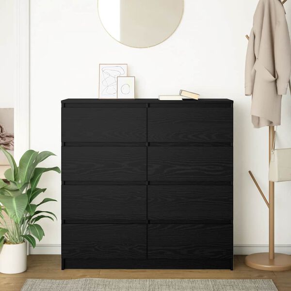 vidaXL Credenza Rovere Nero 100x35x99 cm in Legno Multistrato