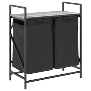 vidaXL Cesto per la Biancheria 2 Scomparti con Ripiano Grigio Sonoma