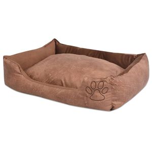 vidaXL Cuccia per Cani con Cuscino Imbottito Pelle Sintetica Taglia M Beige