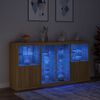 vidaXL Credenza con Luci LED Rovere Sonoma 202x37x100 cm