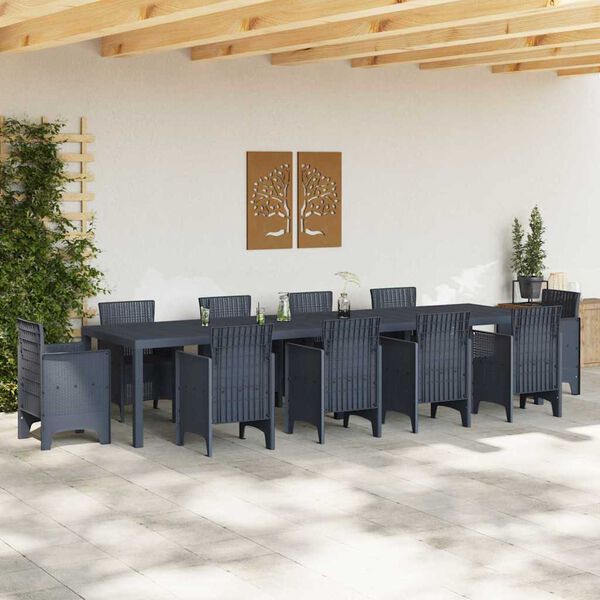 vidaXL Tavolo da Pranzo da Giardino Antracite 350 x 100 x 73 cm