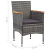 vidaXL Set da Pranzo per Giardino 5 pz con Cuscini Polyrattan Grigio