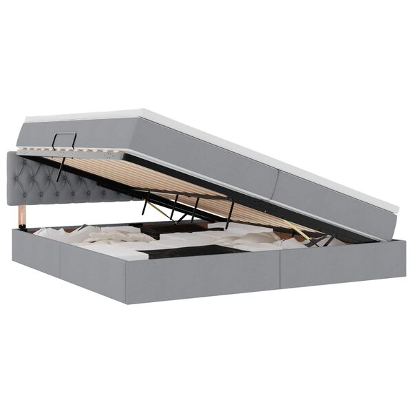 vidaXL Letto con contenitore e materasso Grigio chiaro 200 x 200 cm
