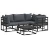 vidaXL Set Divano da Giardino con cuscino 5 pcs Nero Alluminio