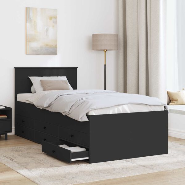 vidaXL Daybed con cassetto Nero 90 x 190 cm Legno multistrato