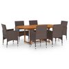 vidaXL Set Mobili da Pranzo per Giardino 7 pz in Polyrattan Marrone