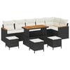 vidaXL Set Divano da Giardino 10 pz Nero polyrattan