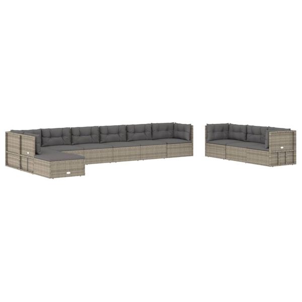 vidaXL Set Divani da Giardino 11 pz con Cuscini in Polyrattan Grigio