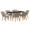 vidaXL Set da Pranzo per Giardino con cuscino 7 pcs Beige polyrattan