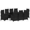 vidaXL Set da Pranzo per Giardino 9 pz Nero polyrattan