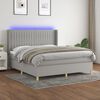 vidaXL Letto a Molle Materasso e LED Grigio Chiaro 160x200 cm Tessuto
