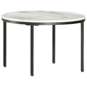 vidaXL Tavolino da Salotto Bianco e Nero &Oslash;65 cm in Vero Marmo Solido