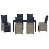 vidaXL Set di tavolo e sedie con cuscino 7 pcs Grigio Rattan in PE