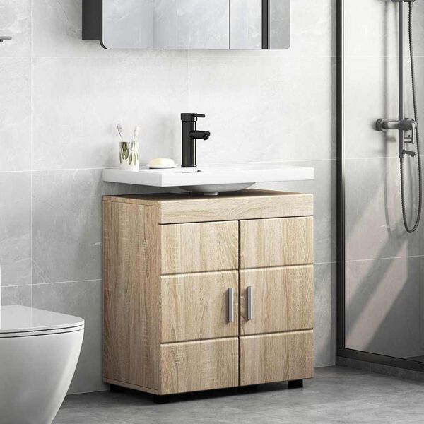 vidaXL Set di Armadi da Bagno TULUM Rovere Sonoma 60 x 34 x 63 cm