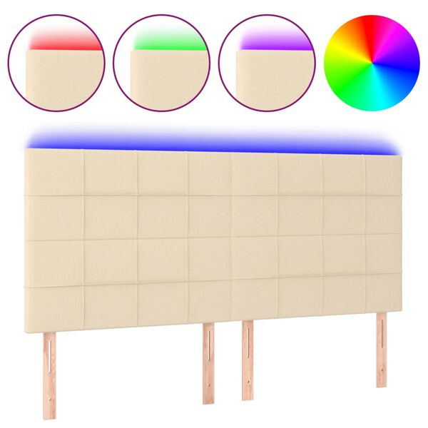 vidaXL Testiera a LED Crema 160x5x118/128 cm in Tessuto