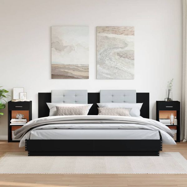 vidaXL Comodini 2pz Neri 35x34x65 cm in Legno Multistrato