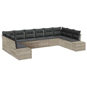 vidaXL Set Divano da Giardino 10 pz 9-Numero di posti Grigio chiaro