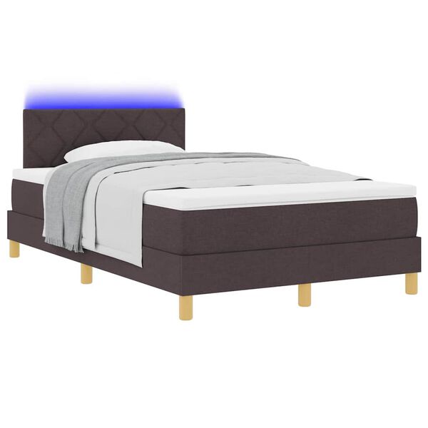 vidaXL Letto a Sorgente LED con led Marrone Scuro 120 x 200 cm Tessuto