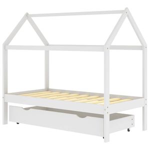 vidaXL Giroletto per Bambini con Cassetto Bianco Legno Pino 80x160 cm