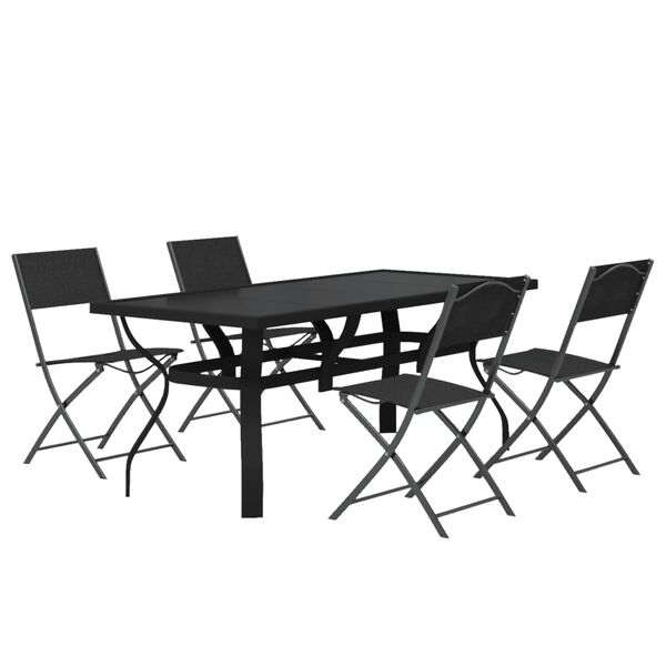 vidaXL Set da Pranzo da Giardino 5 pz Grigio e Nero