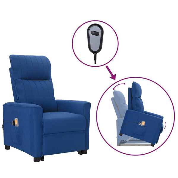 vidaXL Poltrona Alzapersona Massaggiante Blu in Tessuto