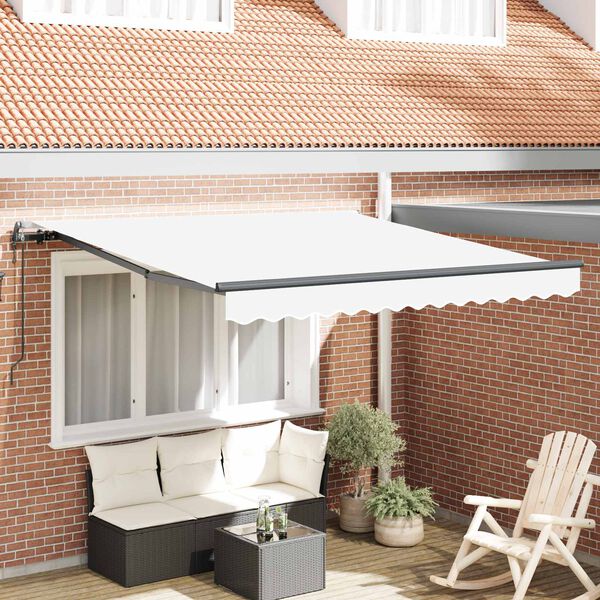 vidaXL Tenda Retrattile Bianco 350 x 250 cm Tessuto e Alluminio