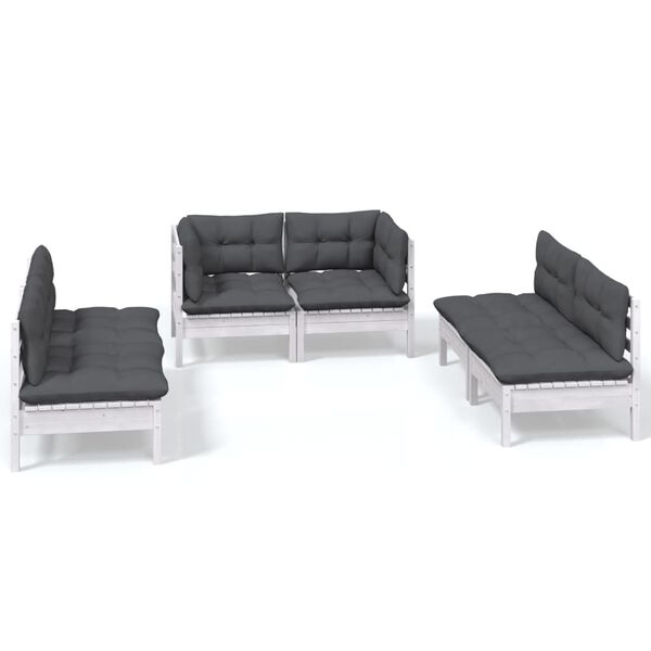 vidaXL Set Salotto da Giardino 6 pz con Cuscini Legno Massello di Pino