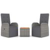 vidaXL Set Mobili Giardino 3pz Grigio Polyrattan Legno Massello Acacia