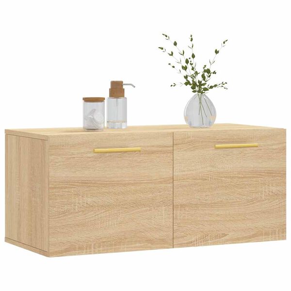 vidaXL Mobile a Parete Rovere Sonoma 80x36,5x35 cm Legno Multistrato