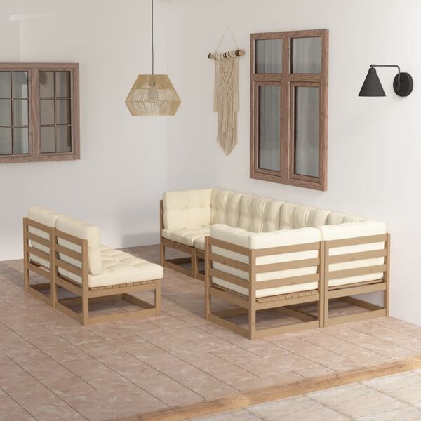 vidaXL Set Salotto Giardino 7 pz con Cuscini in Legno Massello di Pino