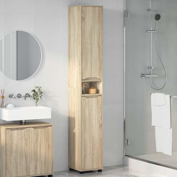 vidaXL Mobile da Bagno con porta Rovere Sonoma 30,5 x 30 x 195 cm