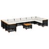vidaXL Set Divani da Giardino 11 pz con Cuscini in Polyrattan Nero