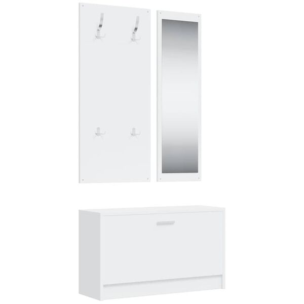 vidaXL Set Scarpiere 3 in 1 Bianco in Legno Multistrato