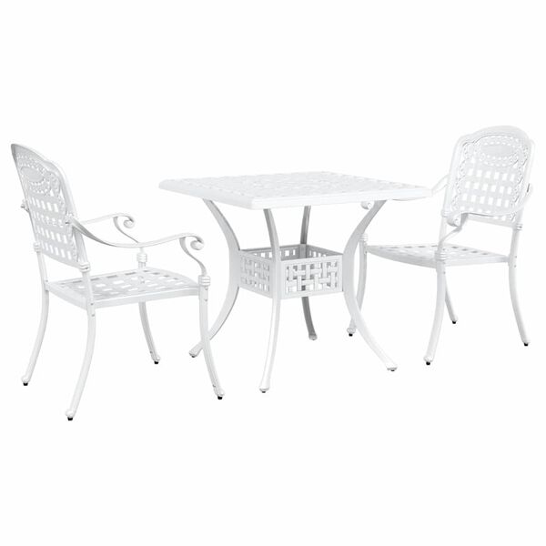 vidaXL Set di Tavolo da Giardino 3 pcs Bianco Alluminio pressofuso