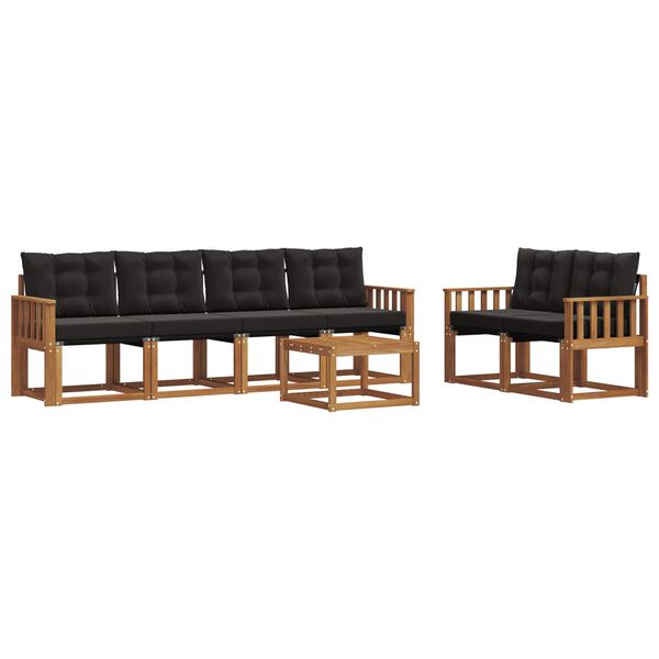 vidaXL Set di divani da esterno con cuscino 7 pcs Naturale e Nero