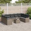 vidaXL Set Divano da Giardino con cuscino 10 pcs Grigio Poly Rattan